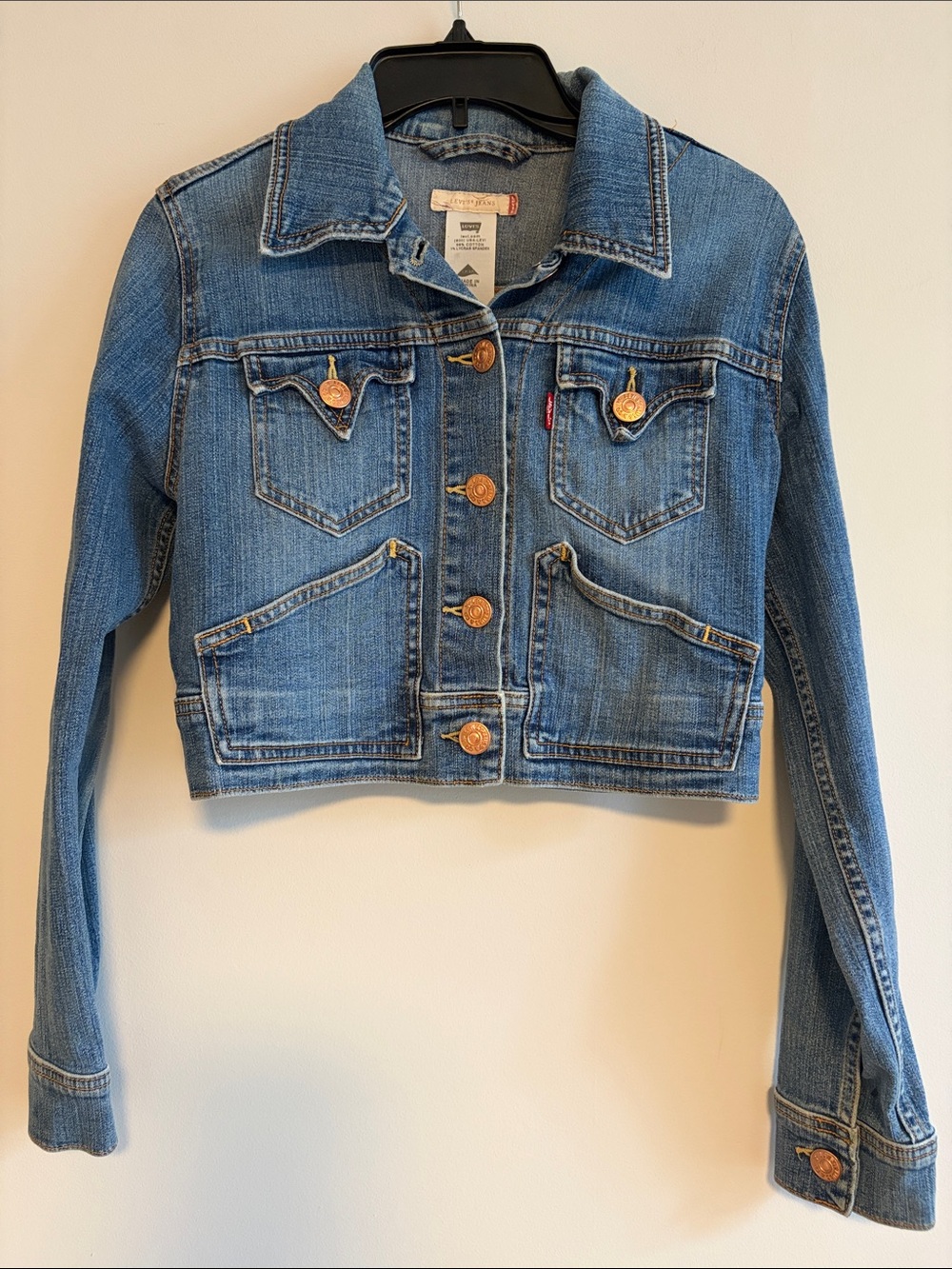 Levi's Blue Cropped Denim Trucker Jacket